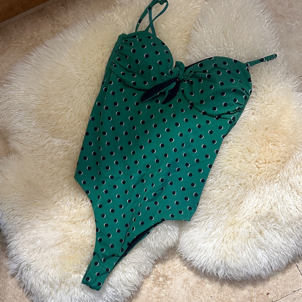 DEVON WINDSOR Green Polka Dot One Piece Swimsuit
